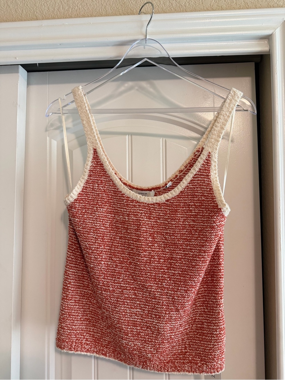 Vince Rust Knit Tank with Cream Trim